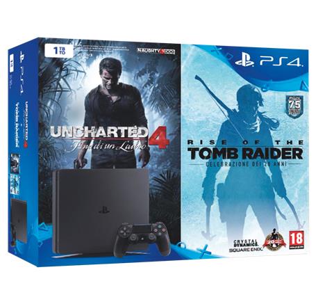 SONY Console Sony PS4 Slim 1 TB + Uncharted 4 + Tomb Raider bundle